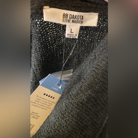 BB DAKOTA BY STEVE MADDEN Black Oversized Color Block Cardigan Duster Sweater, L - Picture 14 of 16